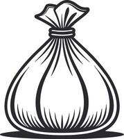Stylized Illustration of a Tied Garbage Bag for Eco-Friendly Designs and Symbols vector