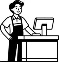 Friendly Cashier at Checkout Counter Illustration for Retail and Service Design vector