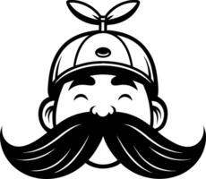 Joyful Man with Whimsical Mustache and Cap Featuring Leaf Design for Fun Illustrations vector