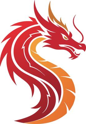 Majestic Red and Orange Dragon Silhouette Perfect for Tattoo Design and Art Projects
