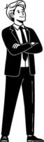 Confident Young Businessman in Suit with Arms Crossed Illustration for Professional Use vector