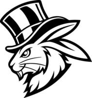 Elegant Vintage Rabbit with Top Hat Design for Tattoos and Coloring Pages vector