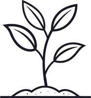 Stylized Green Plant with Leaves Growing from Soil Ideal for Nature Illustrations and Designs vector
