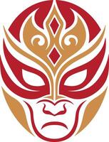 Vibrant Stylized Mask Design Featuring Intricate Patterns and Bold Colors for Tattoos and Crafts vector