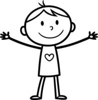 Happy Smiling Child Character with Outstretched Arms and Heart Symbol for Creative Projects vector