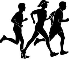 Dynamic Silhouette of Three Runners in Motion Ideal for Fitness and Health Illustrations vector