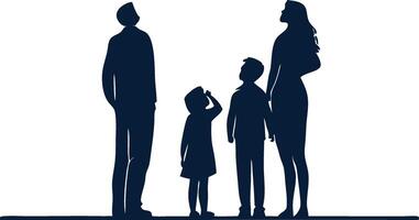 Family Silhouette Looking Up Together Symbolizing Unity and Wonder Ideal for Illustrations vector