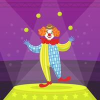Funny Clown Juggling Balls, Circus Performance with Juggling Comedian Illustration vector