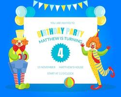 Welcome to Clown Show Invitation Poster or Banner Template, Circus Performance with Funny Clowns Illustration vector