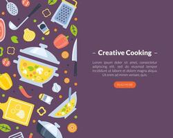 Creative Cooking Landing Page Template, Online Culinary School, Classes Web Page, App, Website Illustration vector