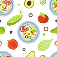 Vegetarian Food Seamless Pattern, Fresh Bright Vegetables, Design Element Can Be Used for Website, Cooking Book, Restaurant Menu, Wrapping Paper Illustration vector