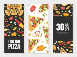 Italian Pizza Card Template Set, Element Can be Used for Restaurant or Cafe Menu, Flyer, Certificate, Delivery Service Illustration vector