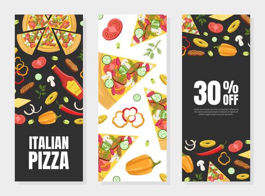 Italian Pizza Card Template Set, Element Can be Used for Restaurant or Cafe Menu, Flyer, Certificate, Delivery Service Illustration