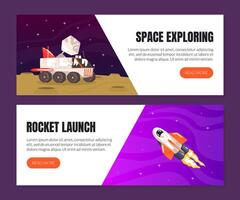 Space Exploring, Rocket Launch Landing Page Templates illustration vector