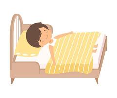 Cute Adorable Little Boy Sleeping Sweetly in His Bed under Blanket Illustration vector