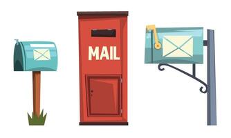 Mail Boxes Collection, Post Mailbox for Delivery Letters and Newspapers of Various Countries Illustration vector
