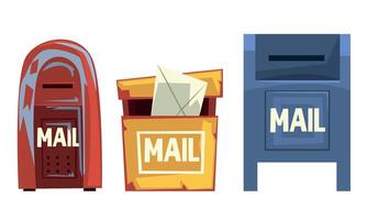 Mail Boxes Collection, Post Mailbox for Delivery Letters and Newspapers Illustration vector
