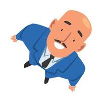 Smiling Bald Businessman in Suit Looking Up, View from Above Illustration vector