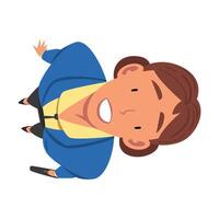 Smiling Young Man Standing Looking Up, View from Above Illustration vector