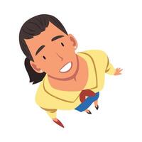 Smiling Man Standing Looking Up, View from Above Illustration vector