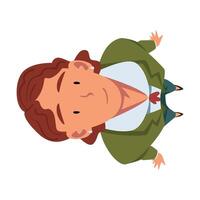 Smiling Businessman in Green Suit Standing Looking Up, View from Above Illustration vector