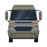 Front View of Minibus for Passenger or Cargo Transportation, Minivan Auto Vehicle Flat Illustration vector