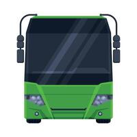 Front View of Green Bus, Public Transportation Vehicle Flat Illustration vector