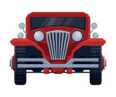 Front View of Red Retro Car, Vintage Vehicle Flat Illustration vector