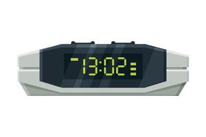 Digital Alarm Clock with Green Illuminated Numbers, Modern Time Measuring Instrument Illustration vector