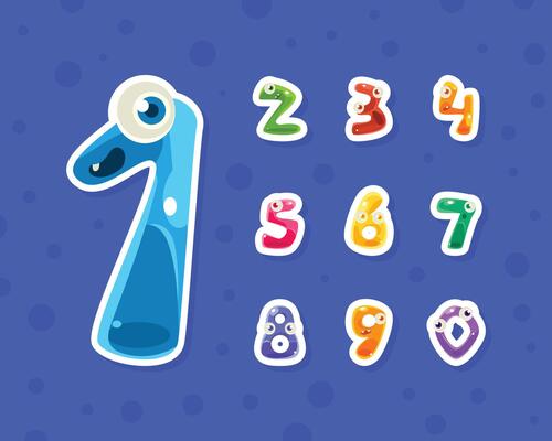 Jelly Colorful Numbers Cute Cartoon Characters Collection Illustration