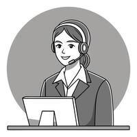 Support Representative Silhouette Simple Customer Assistance Design vector