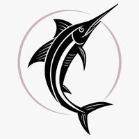 Minimalist Marlin Silhouette Fluid Oceanic Design for Marine Projects vector