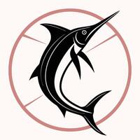Minimalist Marlin Silhouette Dynamic Oceanic Design for Marine Themes vector
