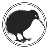 Unique Kiwi Bird Silhouette in Monochrome Style vector