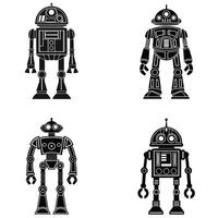 Modern Robotics Silhouette Collection for Designers vector