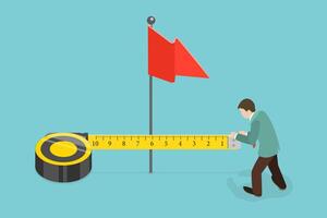 3D Isometric Flat Conceptual Illustration of Business Performance Measuring, KPI, Benchmarking and Measurement vector