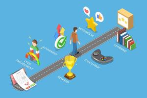 3D Isometric Flat Conceptual Illustration of Interactive Content For Audience Engaging, Encouraging Customers to Earn Rewards, App Gamification vector