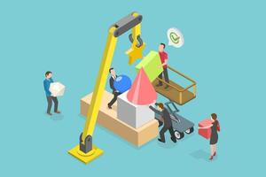 3D Isometric Flat Conceptual Illustration of Diverse Team, Inclusive Office, Teamwork and Collaborate vector