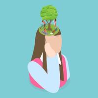 3D Isometric Flat Conceptual Illustration of Daydreaming, Creative Inspirational Person with Developed Imagination vector