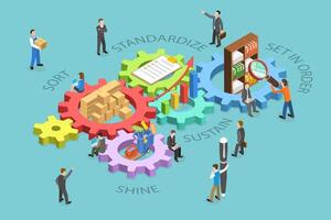 3D Isometric Flat Conceptual Illustration of 5S Methodology Management, Kaizen Business Strategy vector