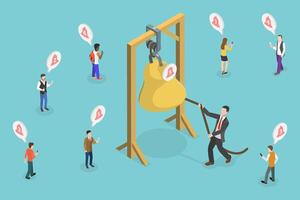 3D Isometric Flat Conceptual Illustration of New Message or Notification, Newsletter Subscription vector