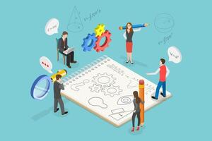 3D Isometric Flat Conceptual Illustration of Engineering Calculations, Research and Experiments vector