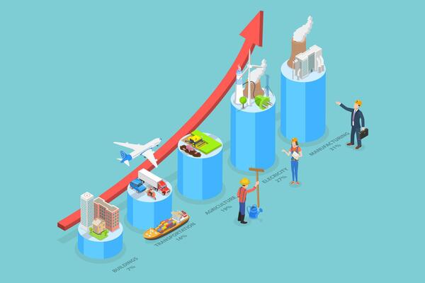 3D Isometric Flat Conceptual Illustration of Global Warming, Greenhouse Gases Emissions Pollution