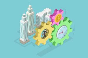 3D Isometric Flat Conceptual Illustration of Efficient Time and Task Management Strategy, Efficiency or Maximum Productivity, vector