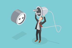 3D Isometric Flat Conceptual Illustration of Self-charging, Burnout Recovery vector