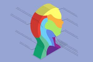 3D Isometric Flat Conceptual Illustration of Sensory Nerves , Sensations of the Face, Scalp and Neck vector