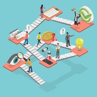 3D Isometric Flat Conceptual Illustration of Scientific Approach, Process of Acquiring Knowledge vector