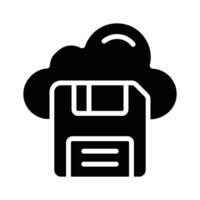 An editable glyph style icon of cloud storage floppy vector