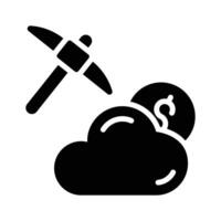 A glyph style icon of cloud mining concept vector
