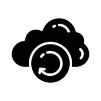 A customizable icon of cloud backup in glyph style vector